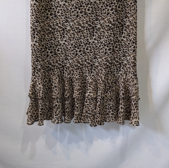 MSK Fluttery Ruffled Leopard Cheetah Maxi Skirt Size Small - Picture 4 of 8